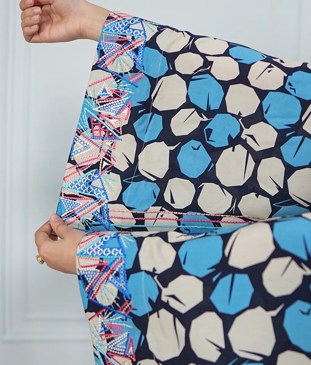 Blue and White Abstract Printed Essential Pret by Winara