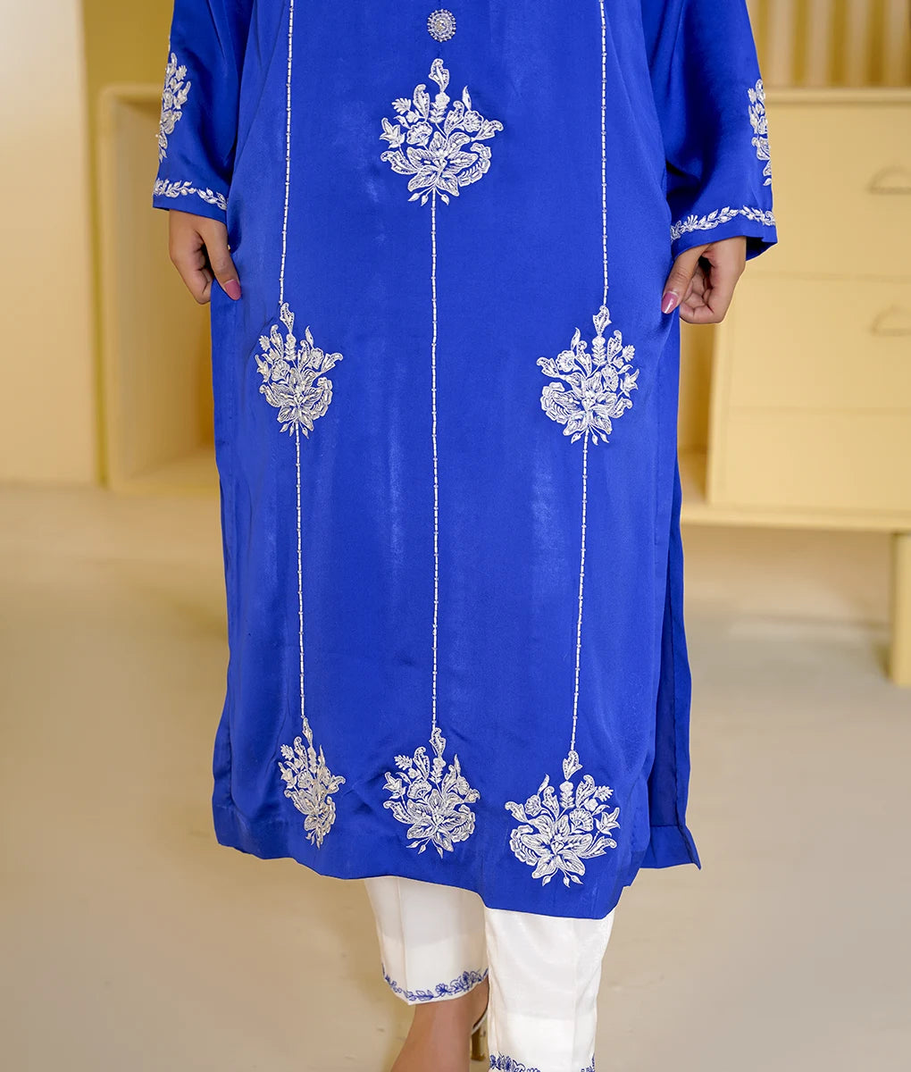 3 Piece Royal Blue Embroidered Suit By Winara