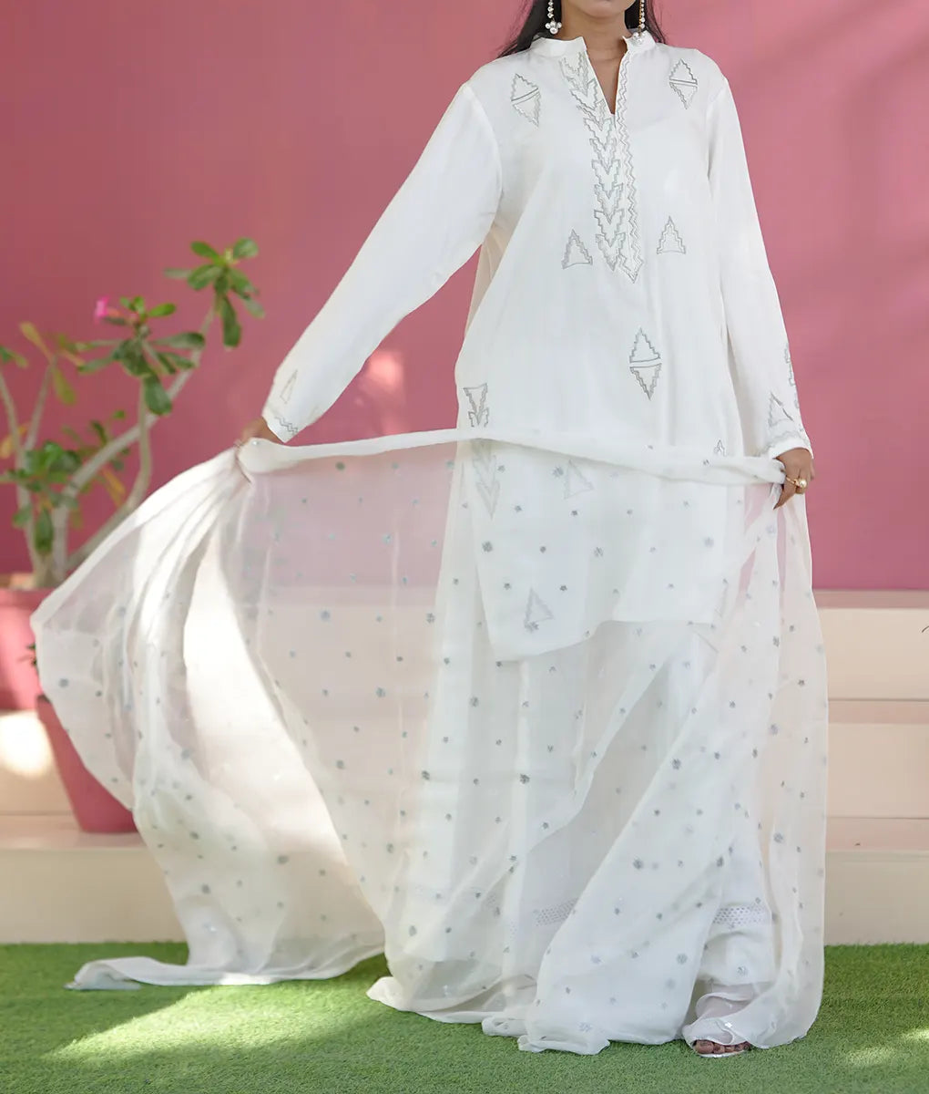 Pure Elegance White Embroidered Ensemble By Winara