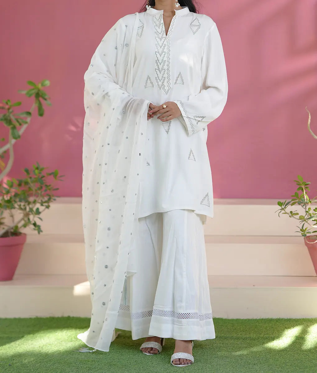 Pure Elegance White Embroidered Ensemble By Winara