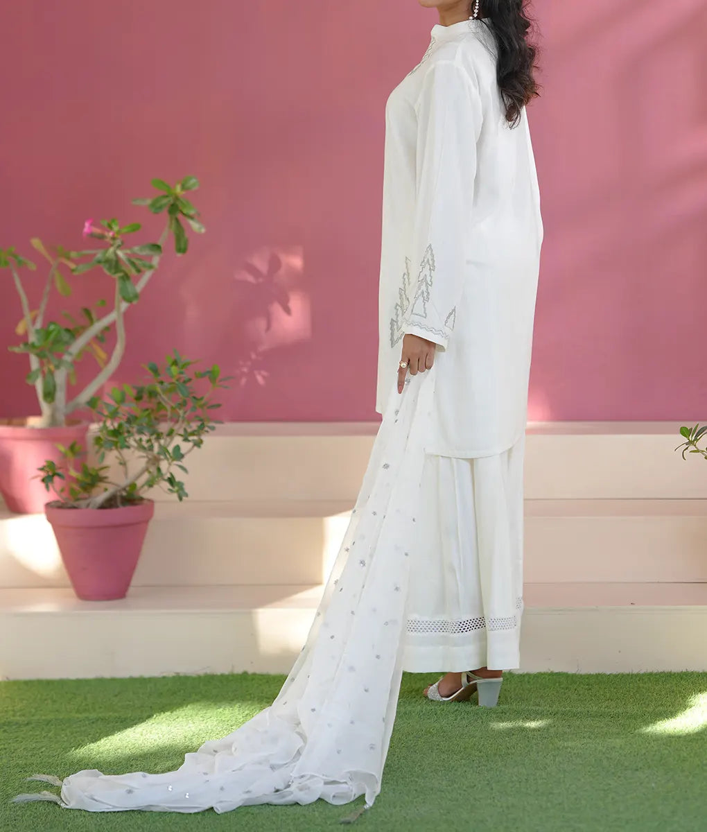 Pure Elegance White Embroidered Ensemble By Winara