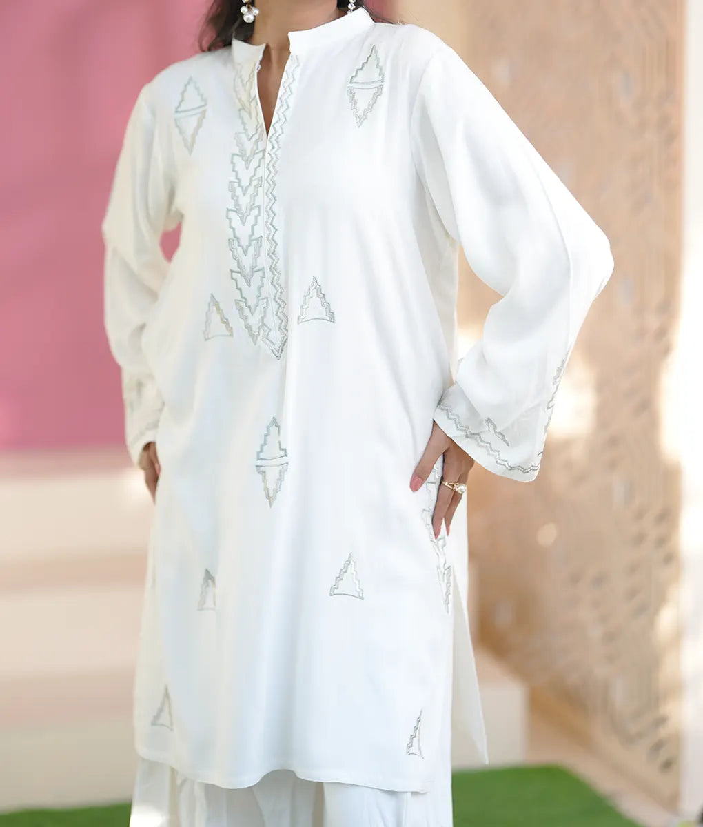 Pure Elegance White Embroidered Ensemble By Winara