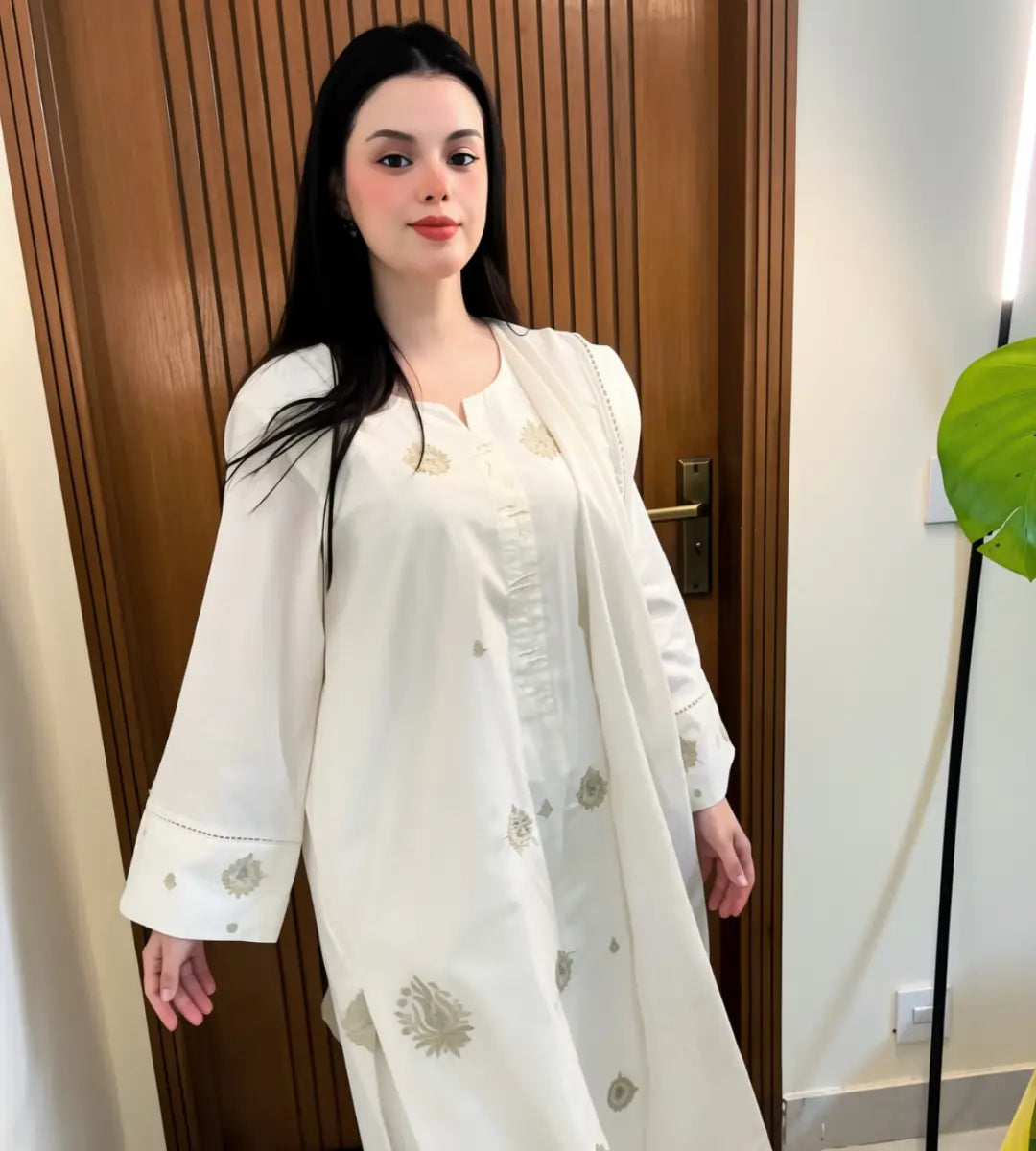 3 Piece White Embroidered Suit By Winara