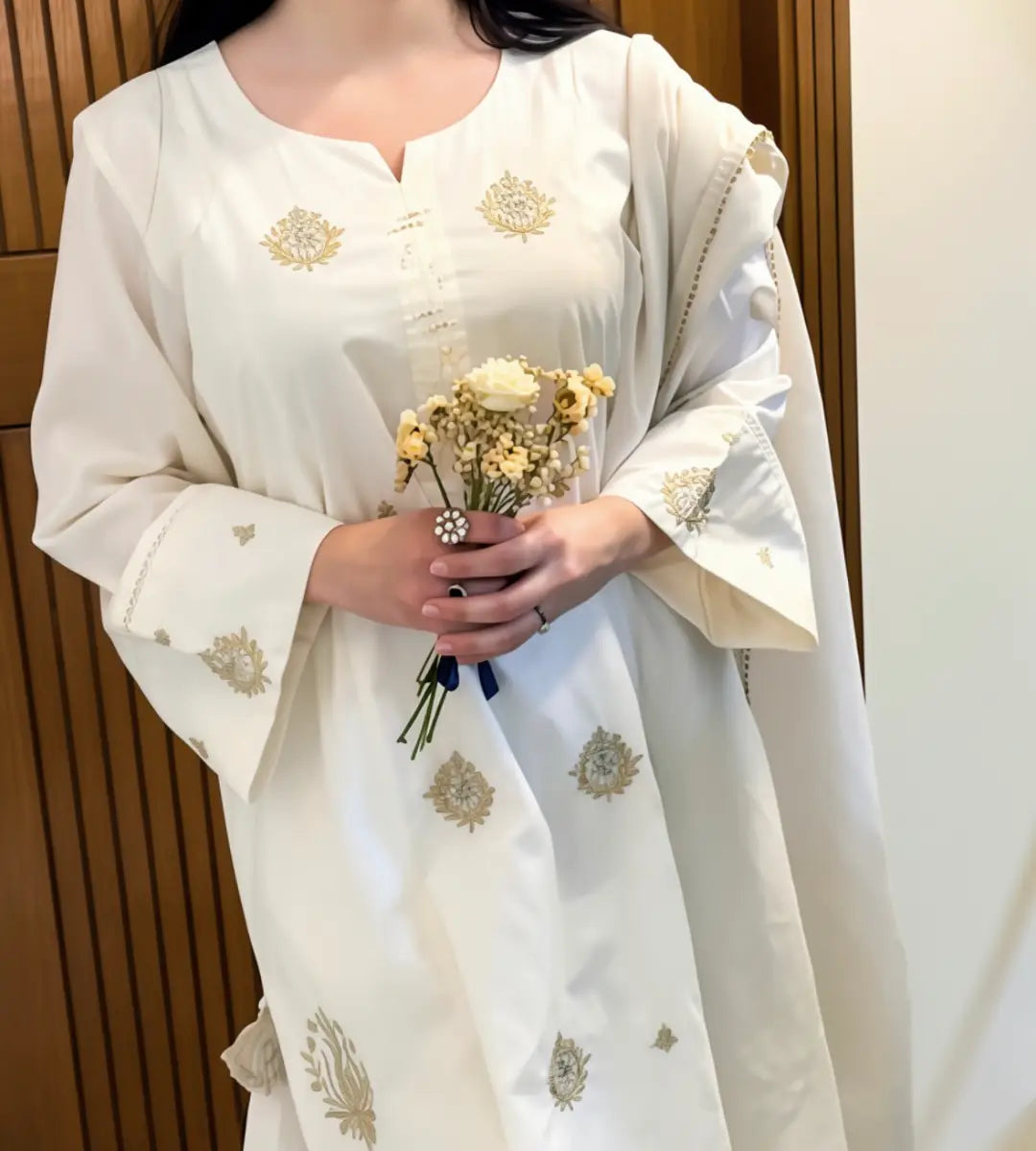 3 Piece White Embroidered Suit By Winara