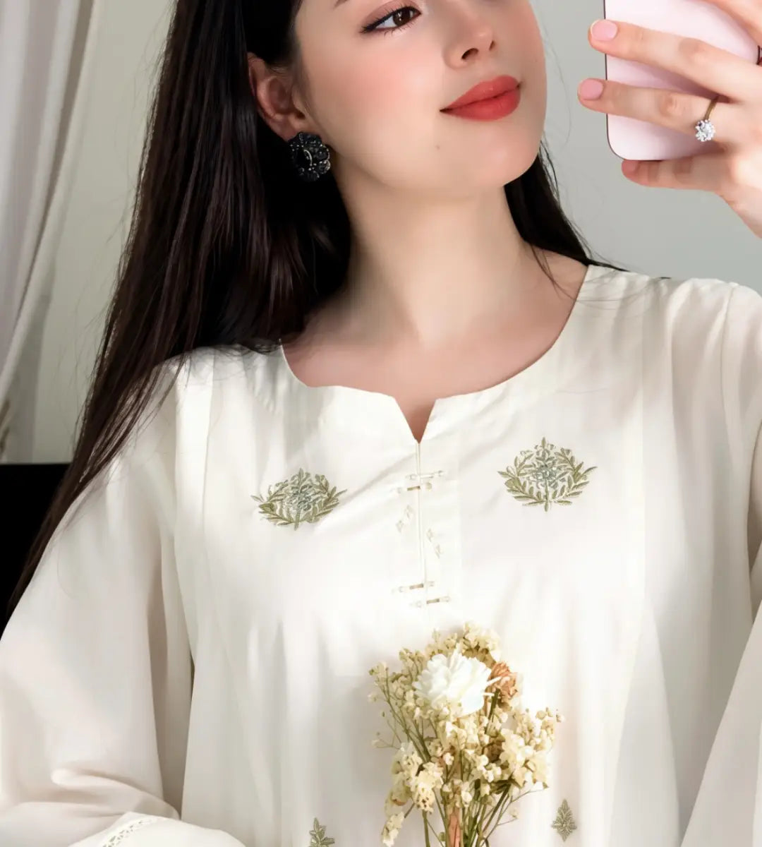 3 Piece White Embroidered Suit By Winara