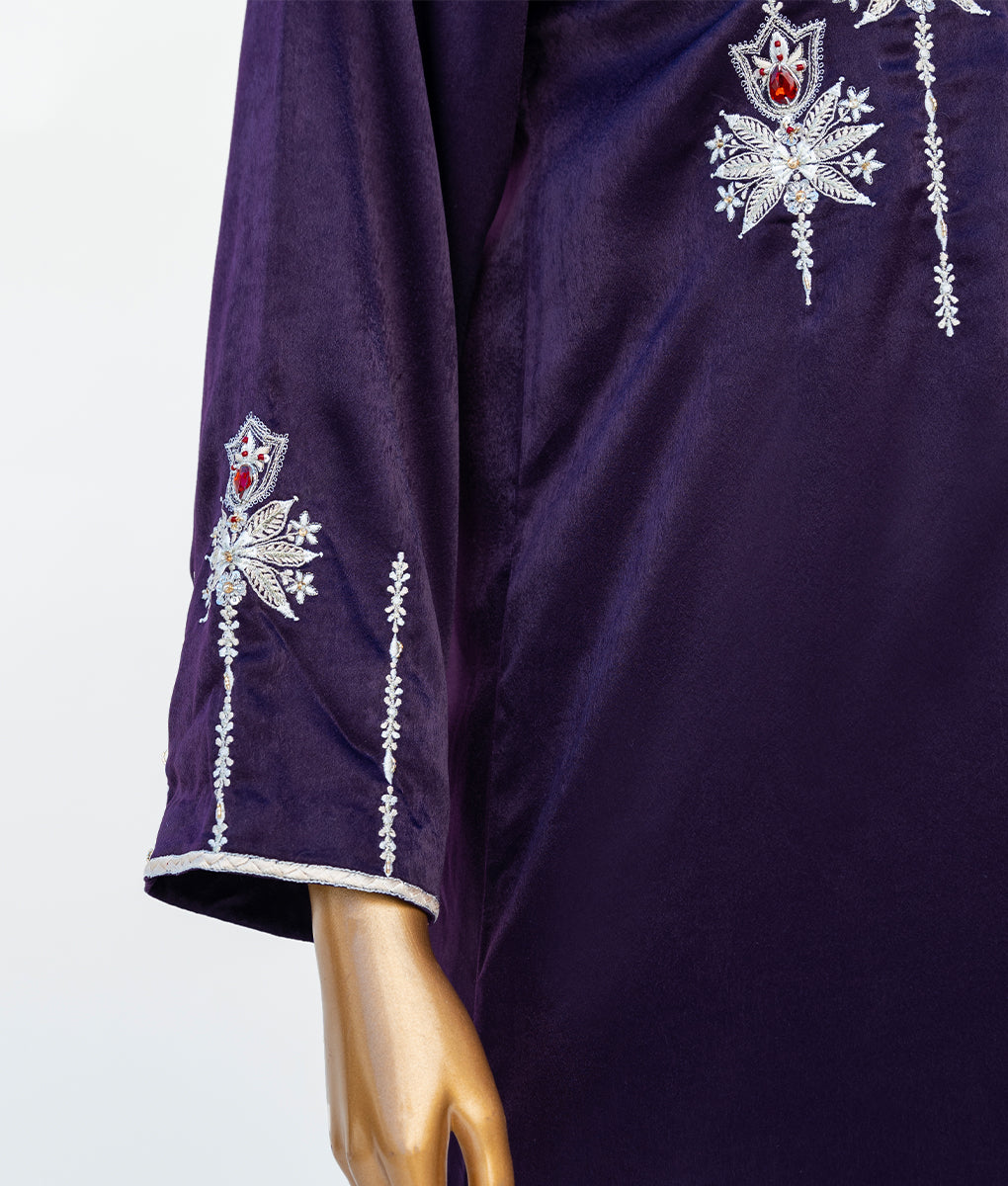Embroidered Silk Velvet 3- Piece Suit by Winara