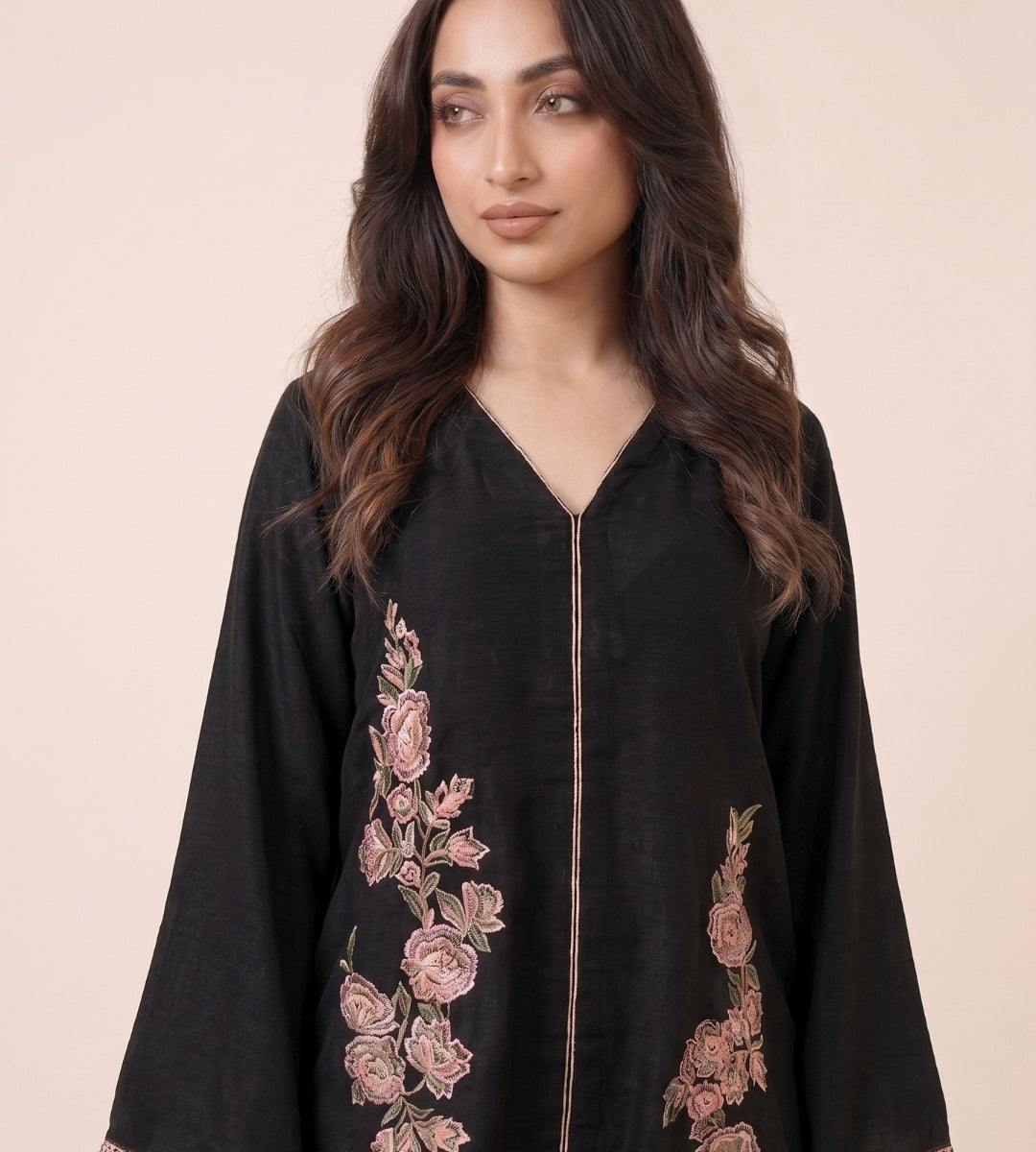 2 Piece Black Embroidered Co-Ord Set By Winara