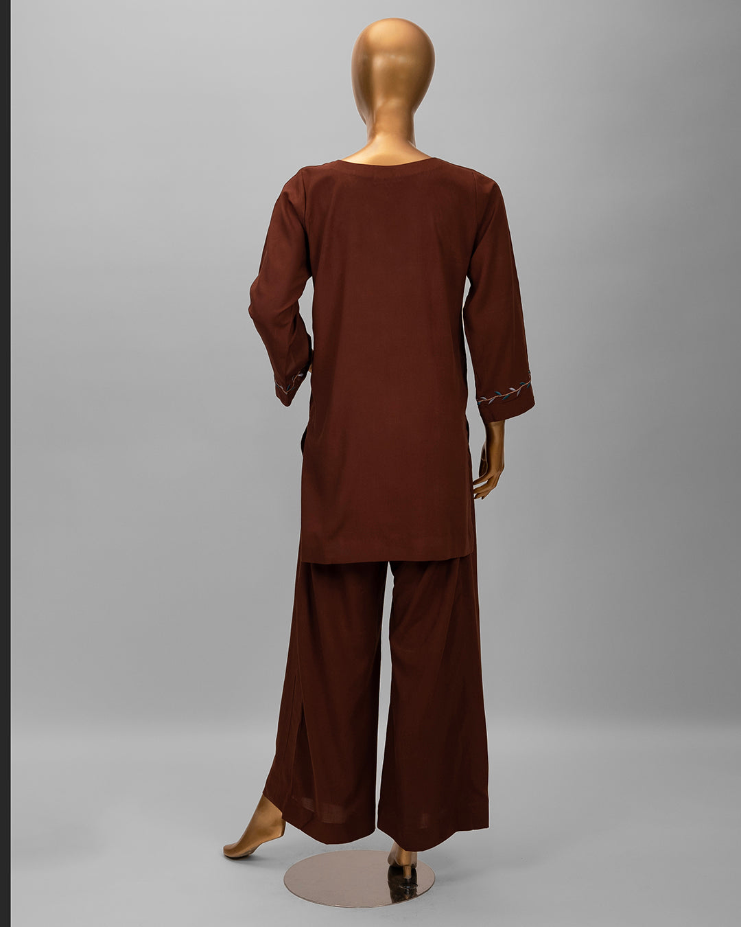 2 Piece Dark Brown Embroidered Co-Ord Set by Winara