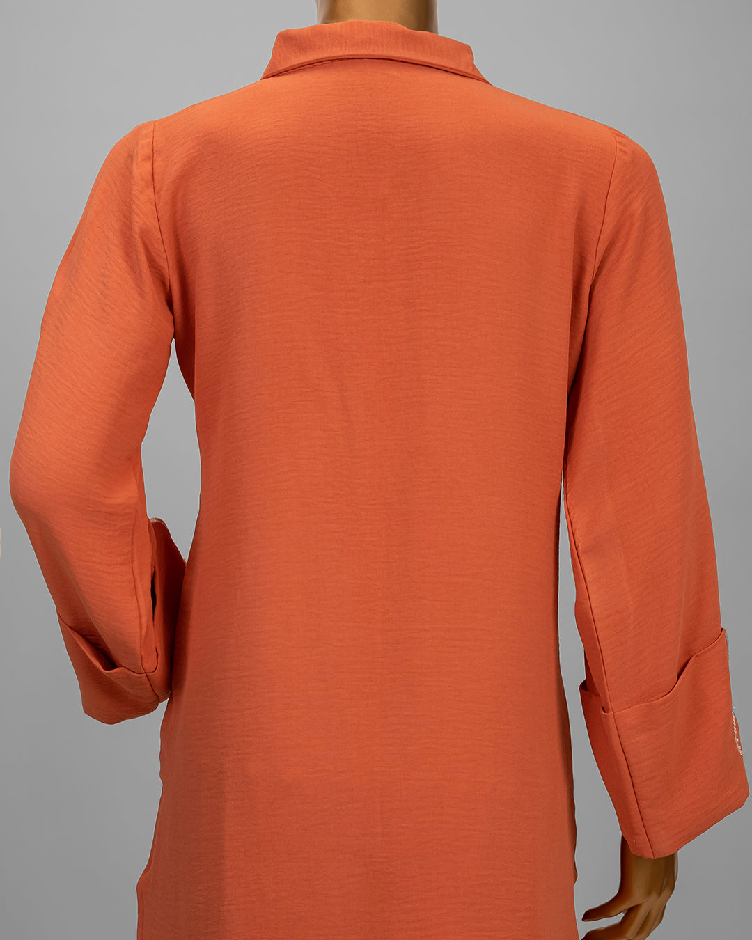 2 Piece Rust Orange Embroidered Co-Ord Set in Textured Linen by Winara