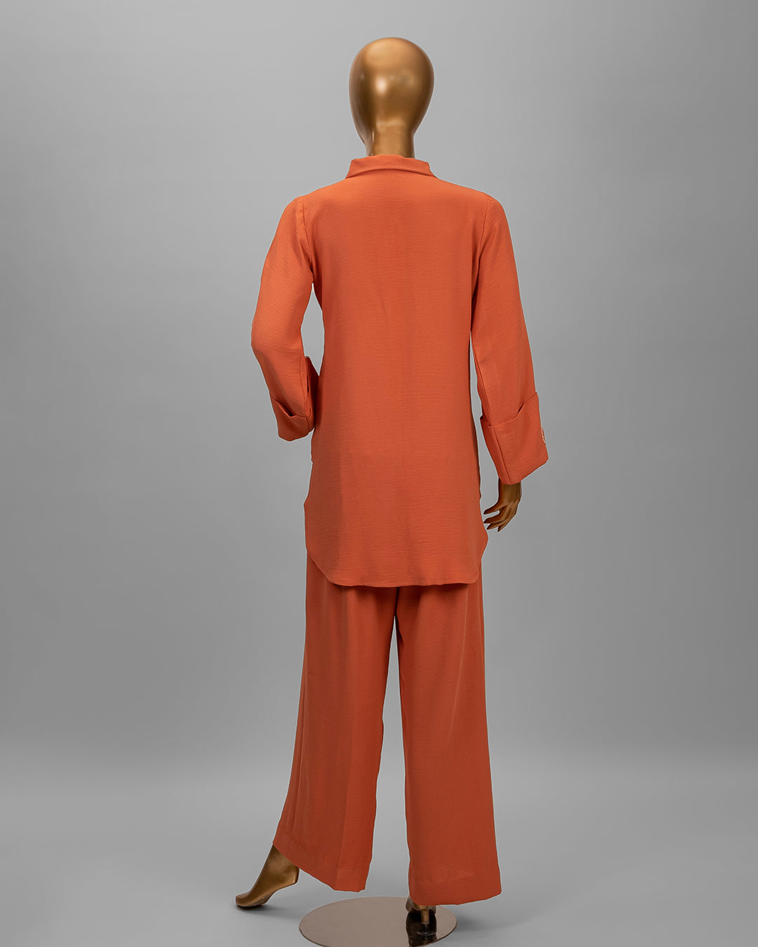 2 Piece Rust Orange Embroidered Co-Ord Set in Textured Linen by Winara