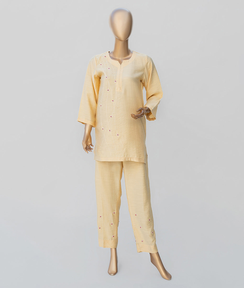 Hand Embroidered Irish Silk Co-Ord Set by Winara