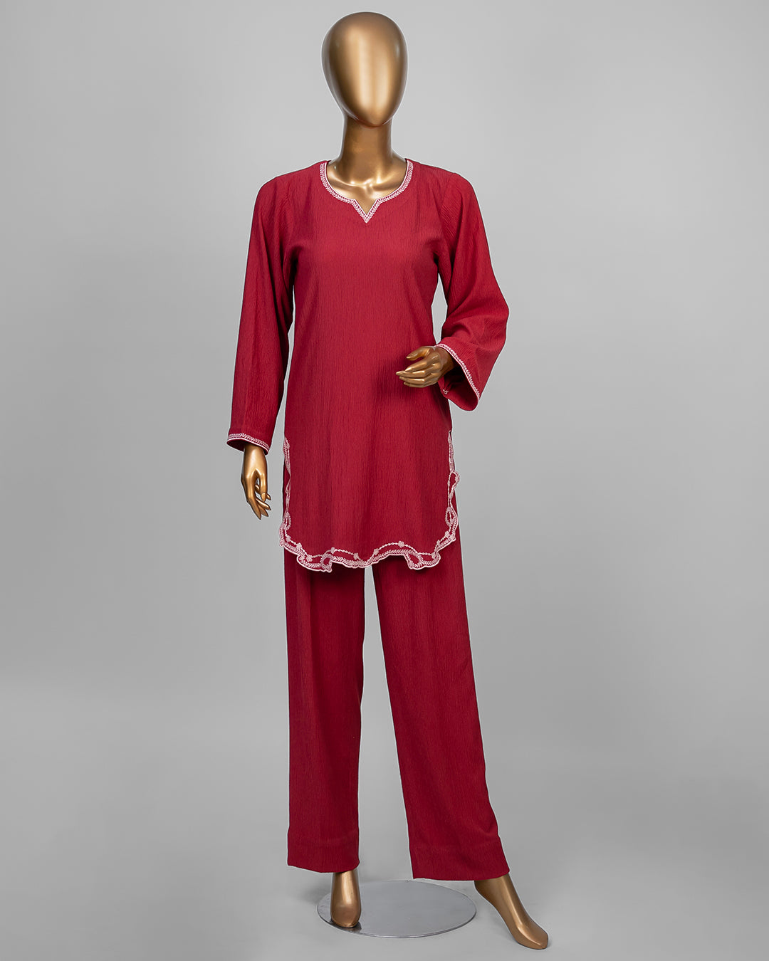 2 Piece Dark Pink Embroidered Co-Ord Set by Winara