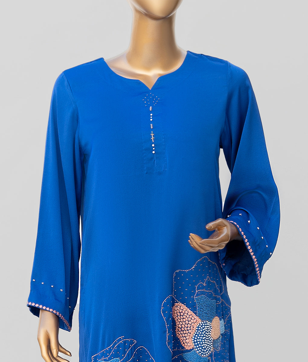 Hand Embroidered & Embellished Silk Georgette Co-Ord Set by Winara