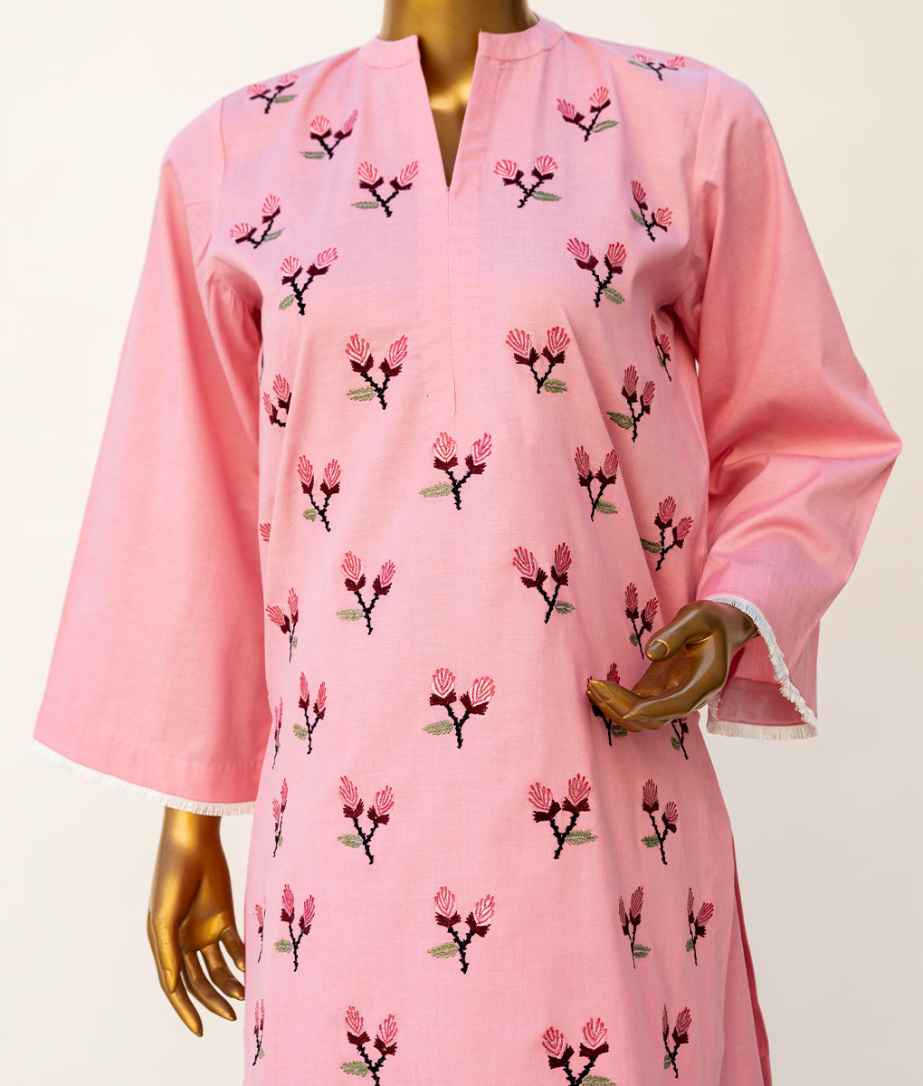 Embroidered & Feather Lace Cotton Co-Ord Set by Winara