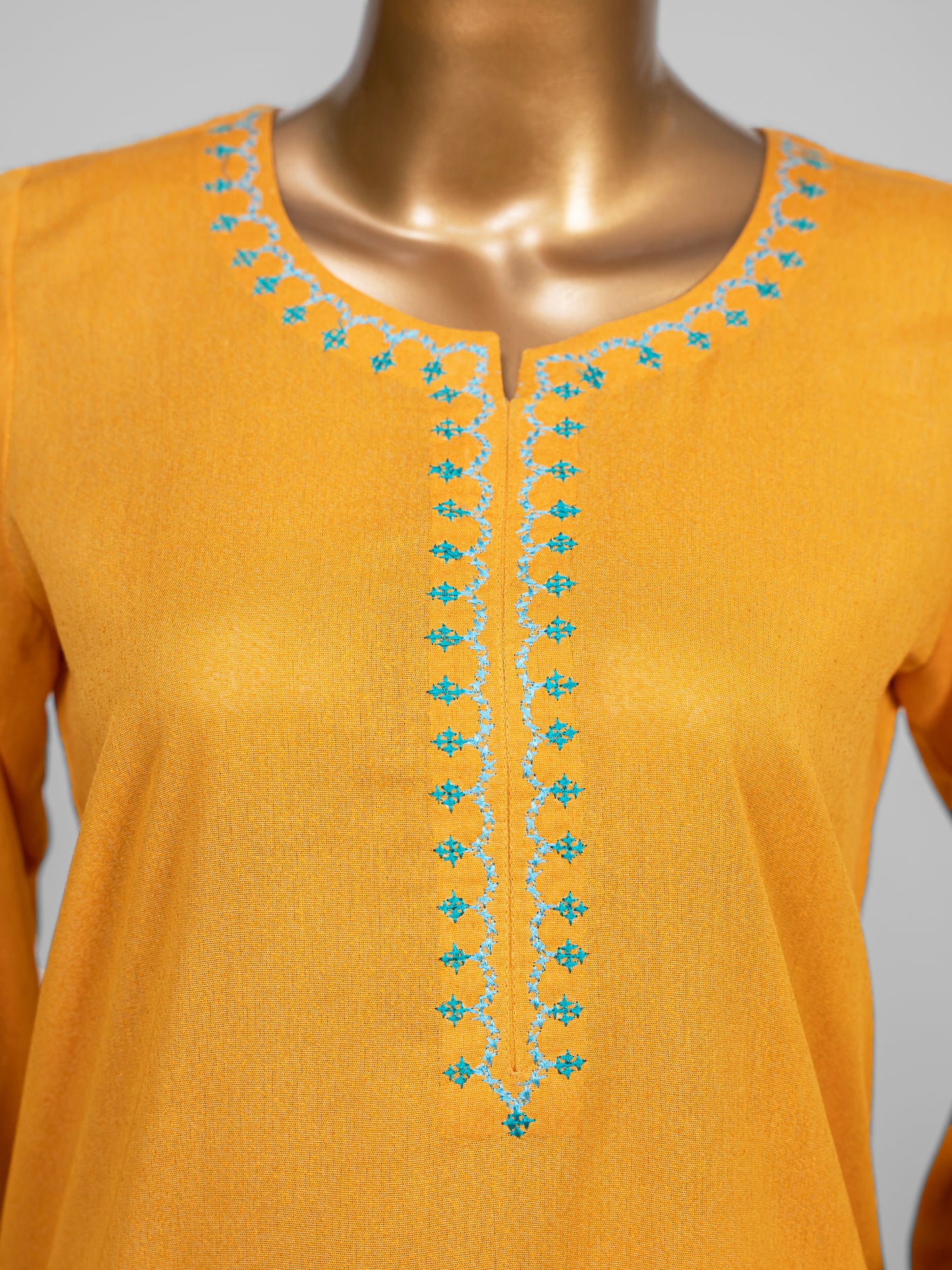 3-Piece Yellow & Offwhite Cross Stitch Embroidered Suit by Winara