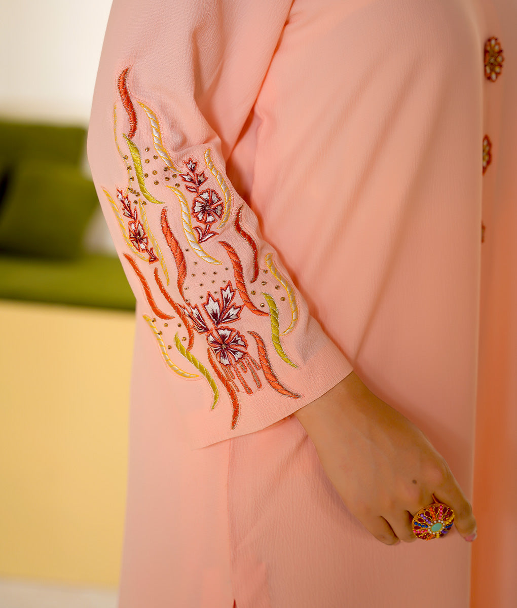 Embroidered Textured Fabric Iron-Free Suit by Winara