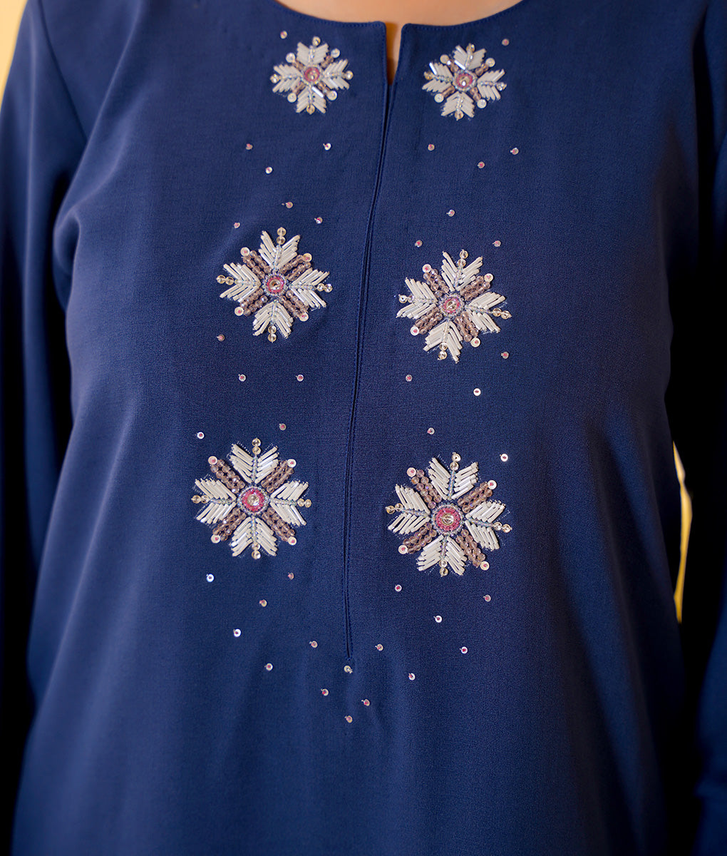 2 Piece Indigo Blue Embroidered Suit By Winara