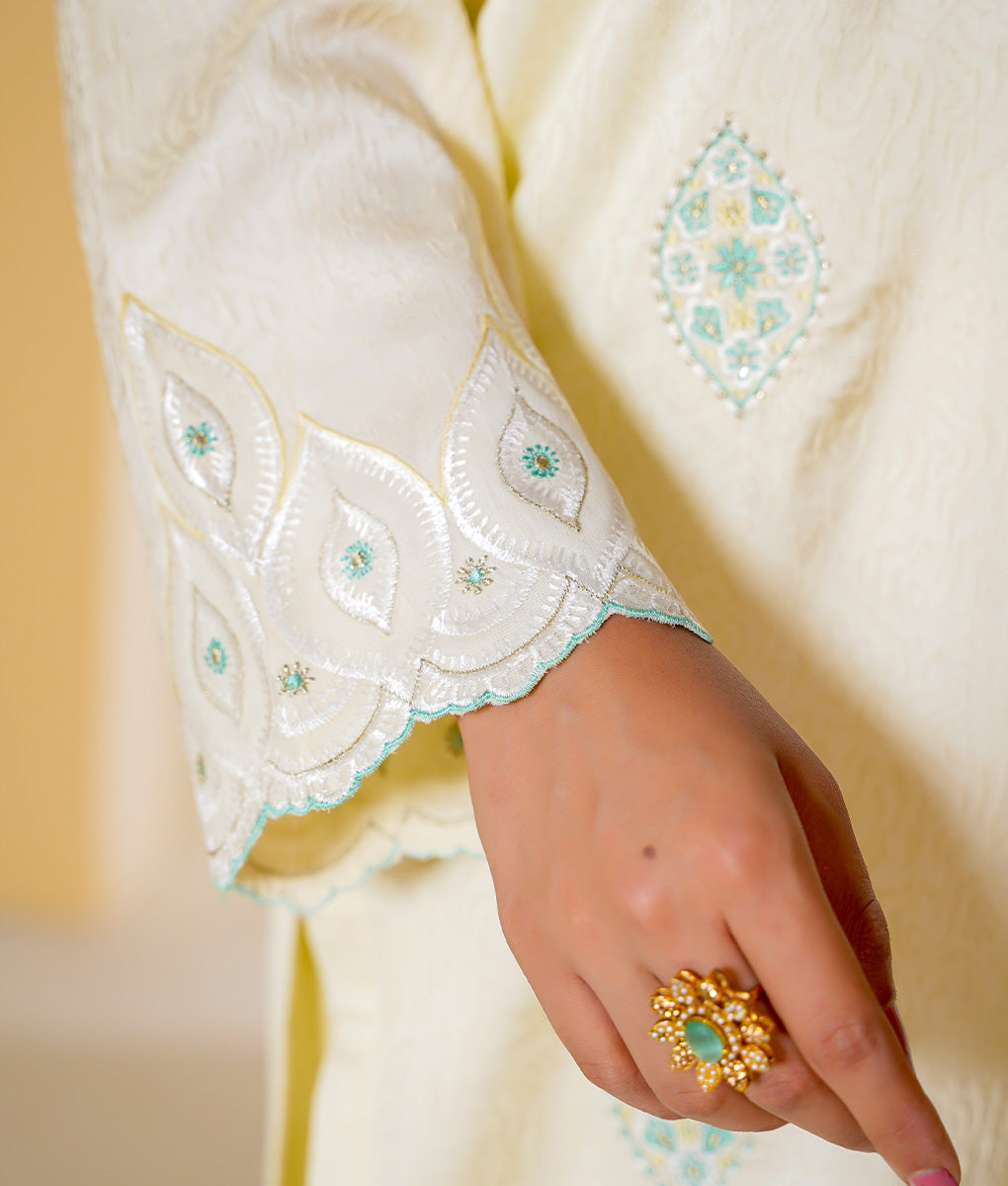 3 Piece Off-White Embroidered Suit By Winara