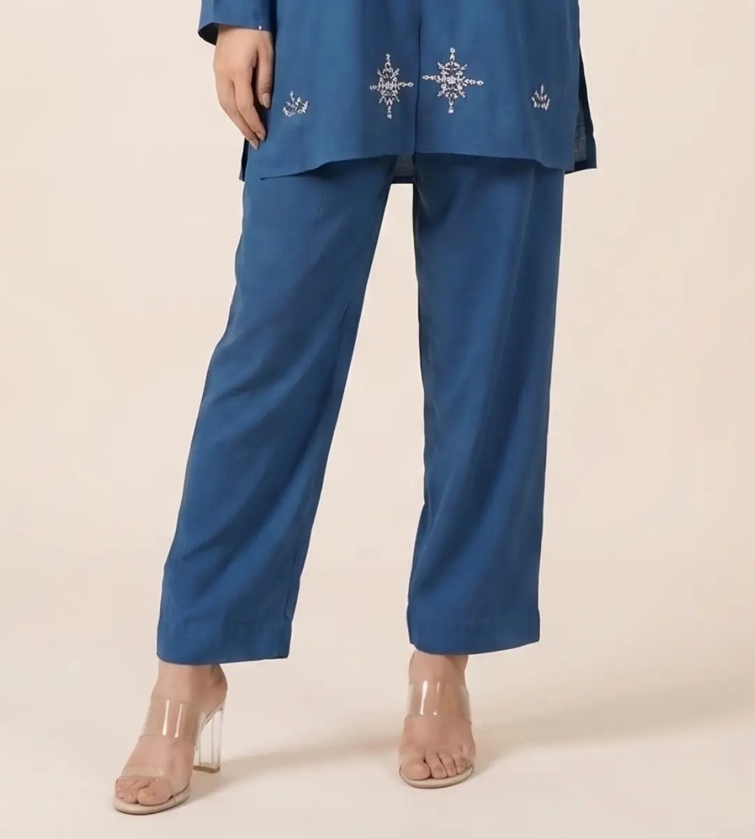 Hand Embellished Textured Iron Free Fabric Co-Ord Set By Winara