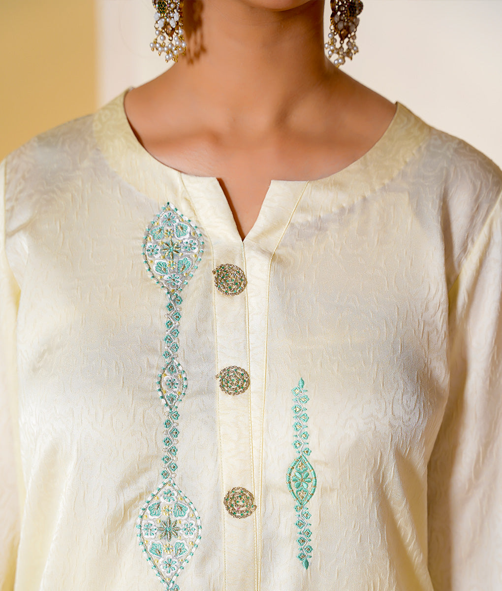 3 Piece Off-White Embroidered Suit By Winara