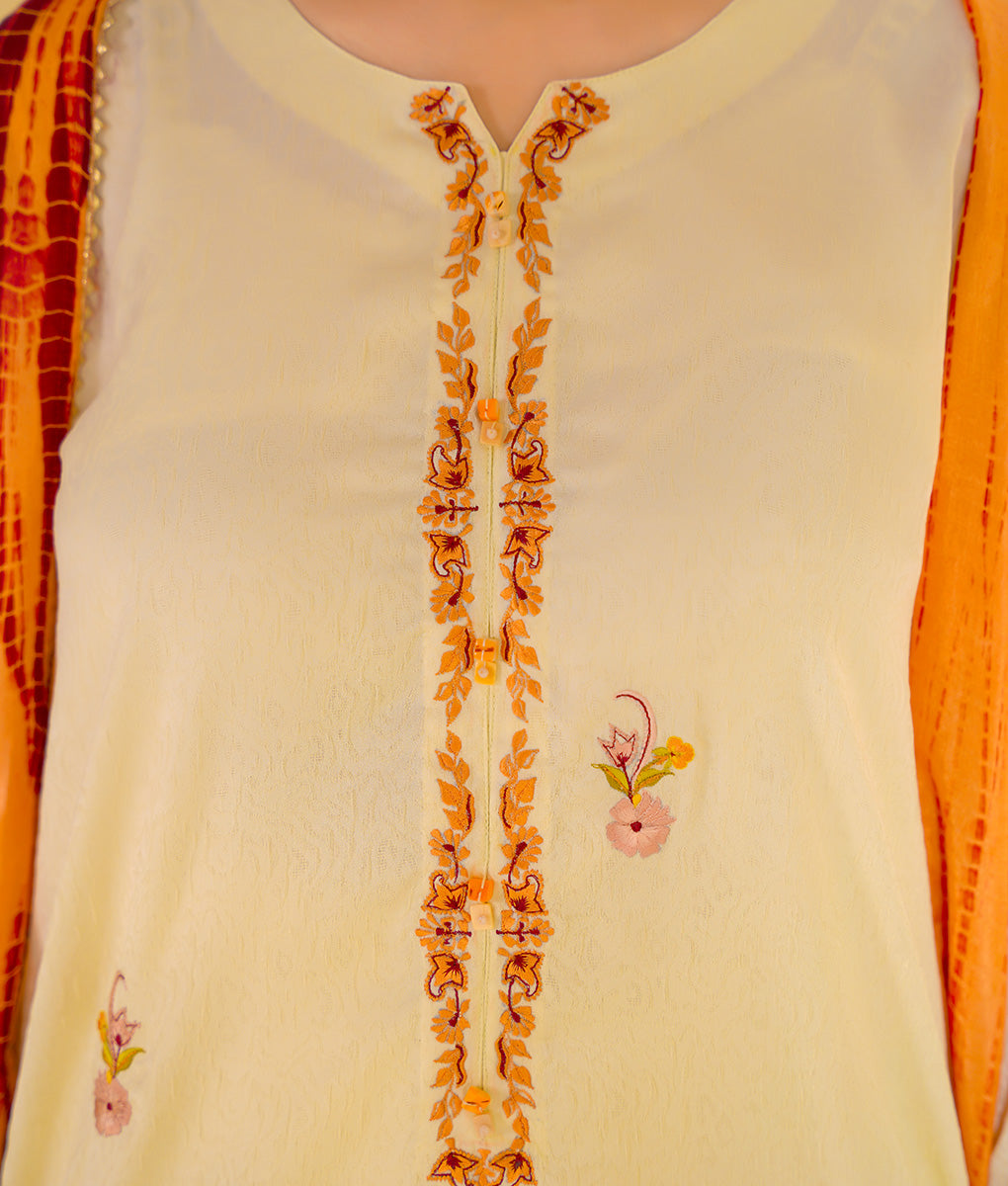 3 Piece Off-White Embroidered Suit By Winara