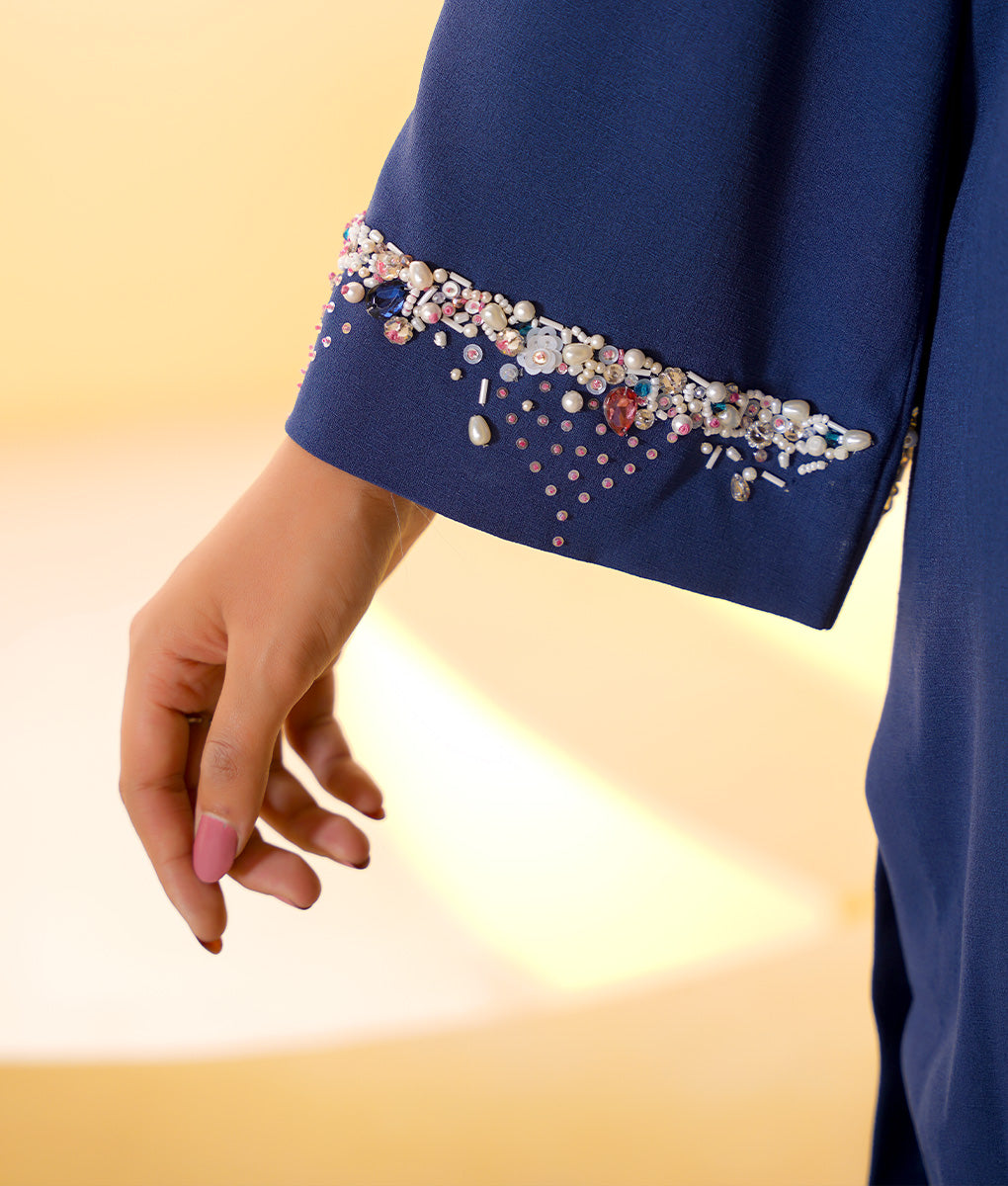 2 Piece Indigo Blue Embroidered Suit By Winara