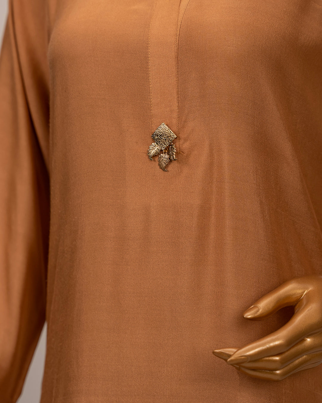 2 Piece Caramel Brown Embroidered Co-Ord Set by Winara