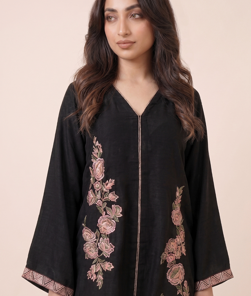 2 Piece Black Embroidered Co-Ord Set By Winara