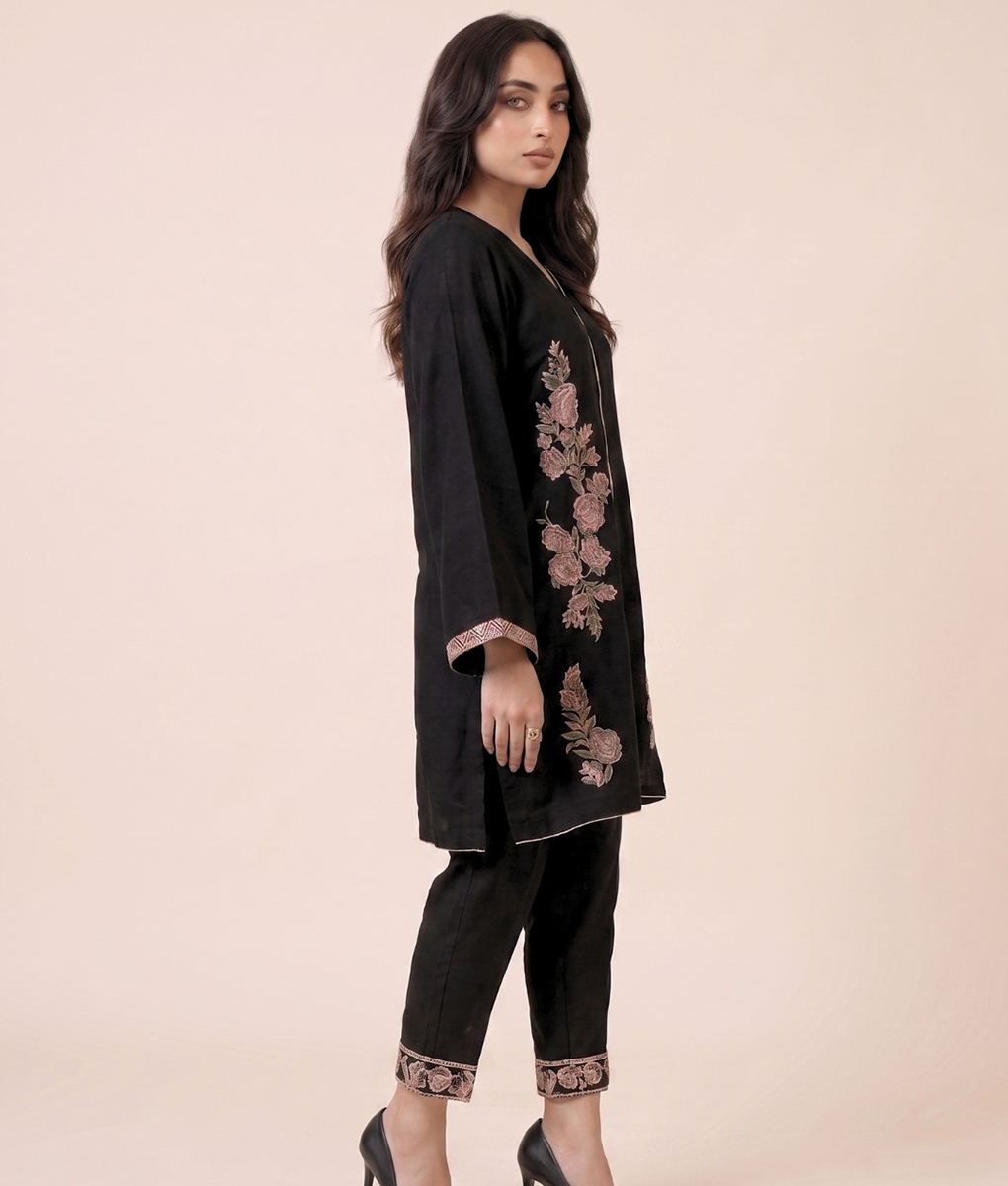 2 Piece Black Embroidered Co-Ord Set By Winara