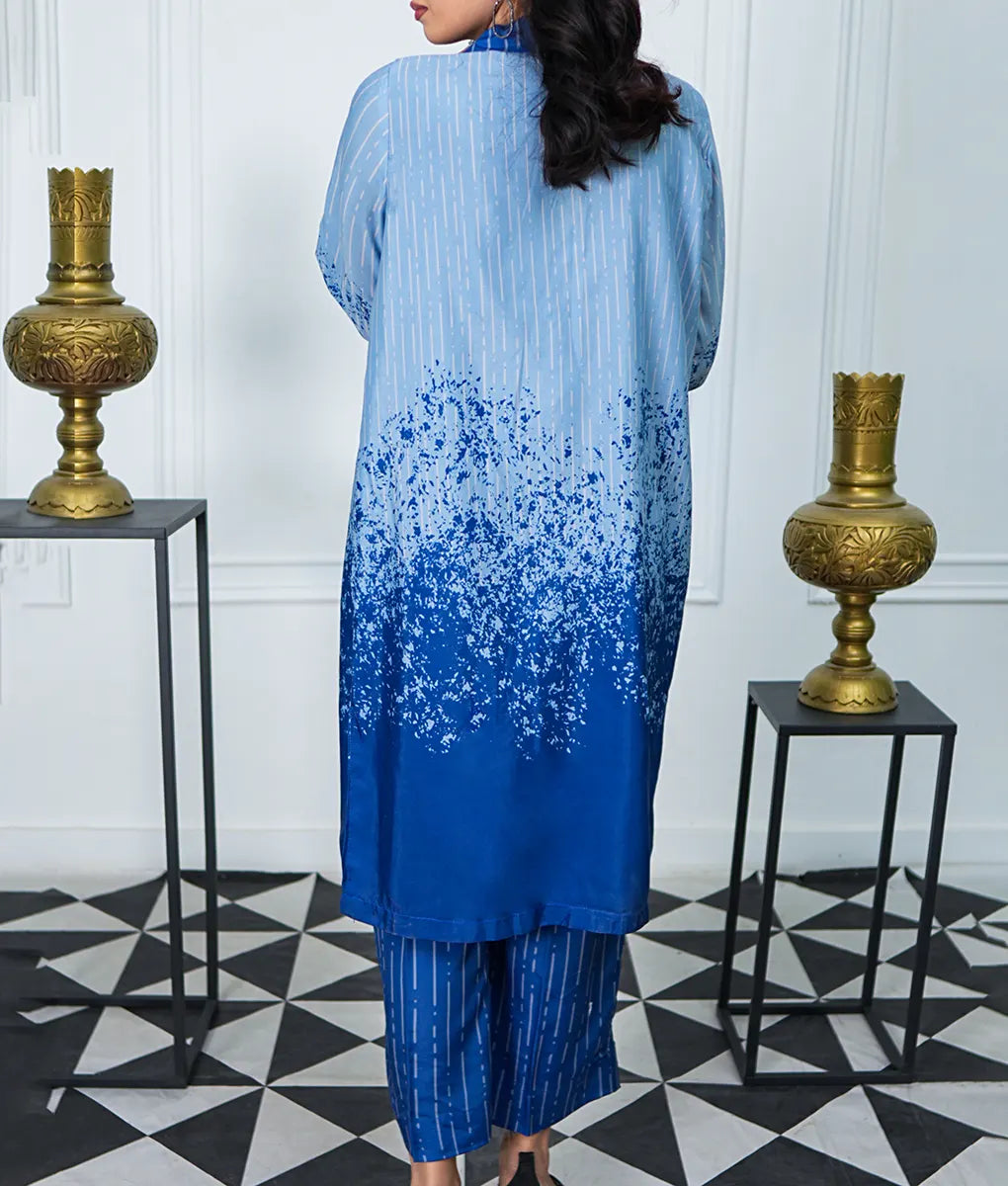 Blue Ombre Ensemble with Ruffle Detail By Winara