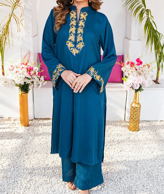 Classic Blue with Gold Embroidered Essential Pret by Winara