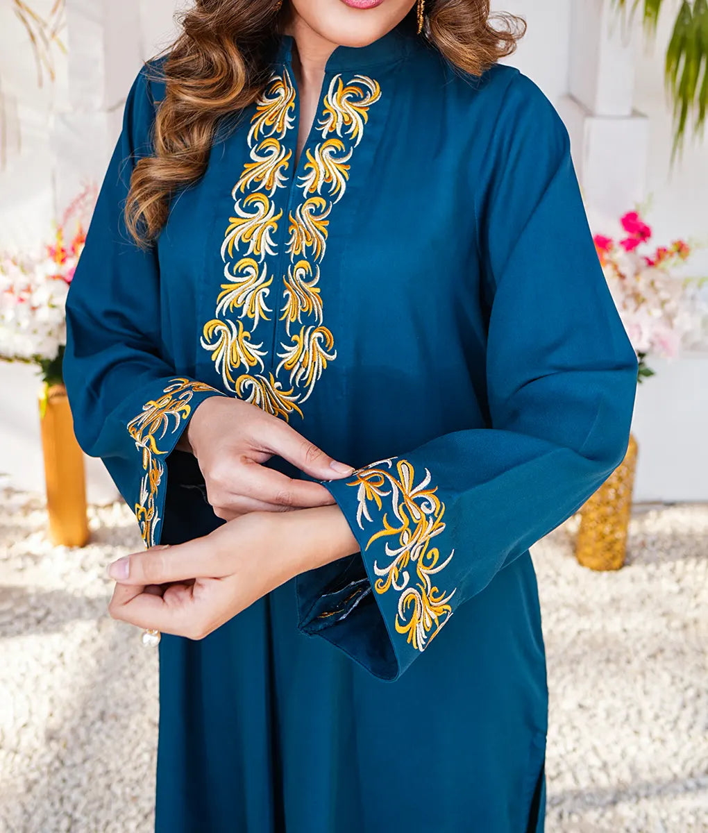 Classic Blue with Gold Embroidered Essential Pret by Winara