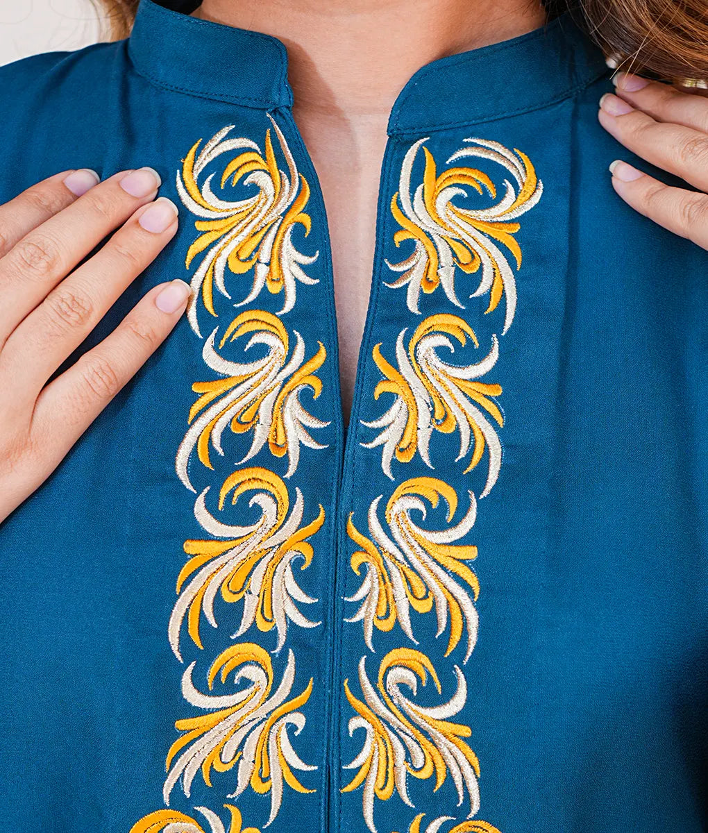 Classic Blue with Gold Embroidered Essential Pret by Winara