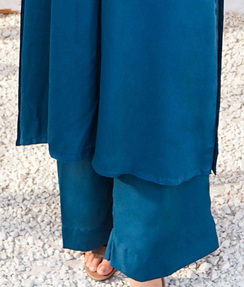 Classic Blue with Gold Embroidered Essential Pret by Winara