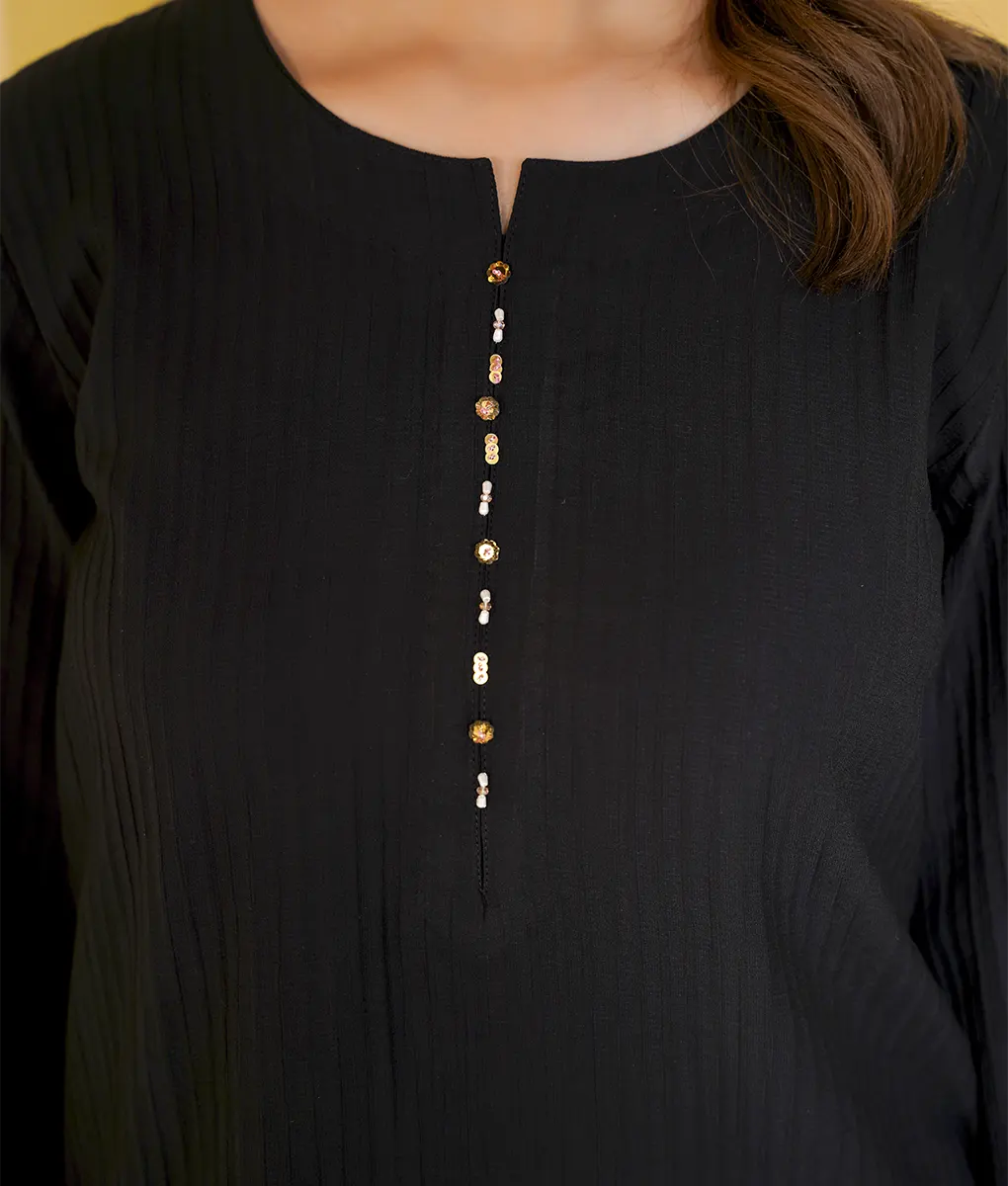 Embroidered Textured Stretchable Co-Ord Set by Winara
