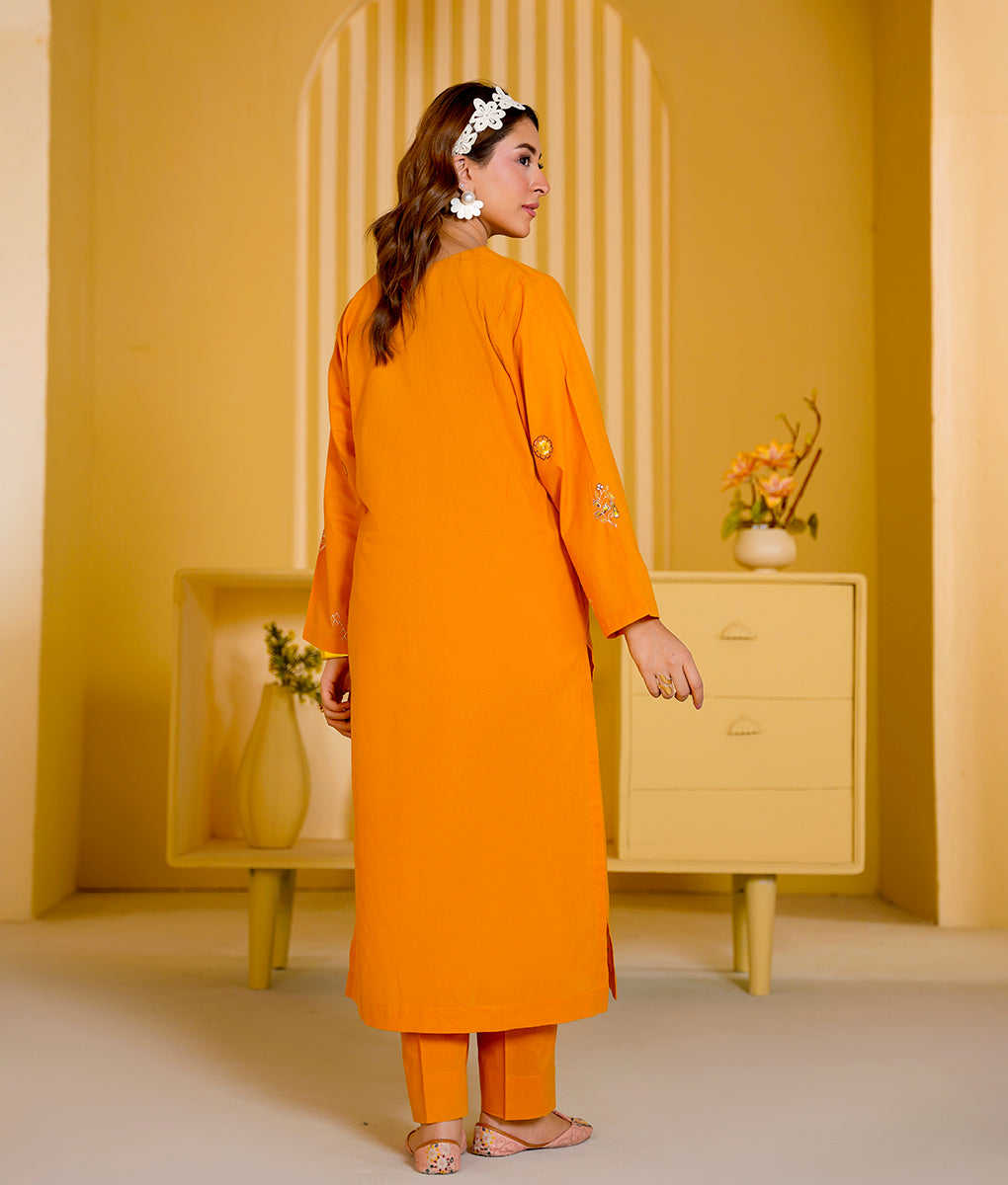 2 Piece Mustard Embroidered Suit By Winara