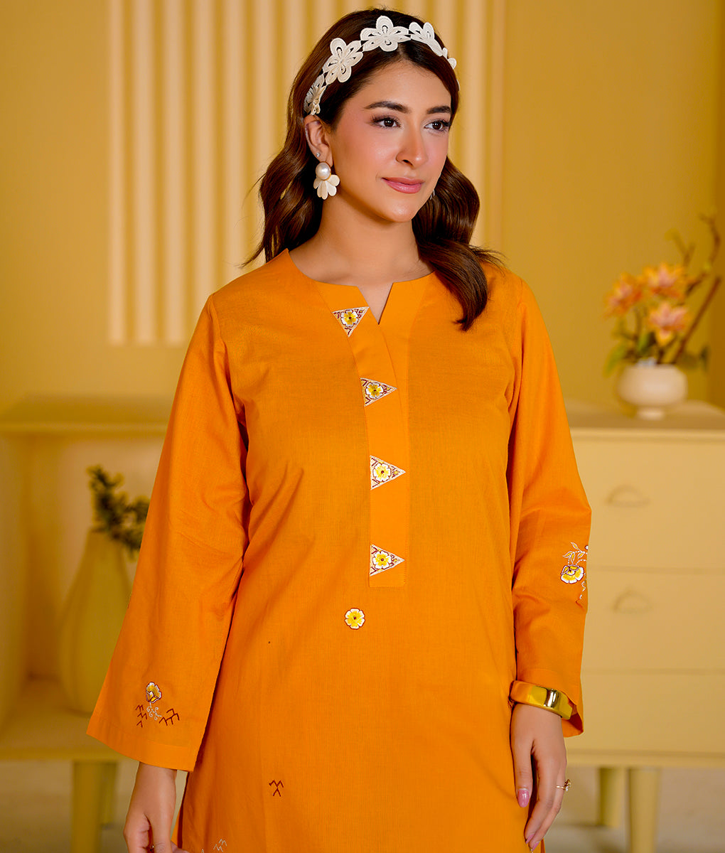 2 Piece Mustard Embroidered Suit By Winara