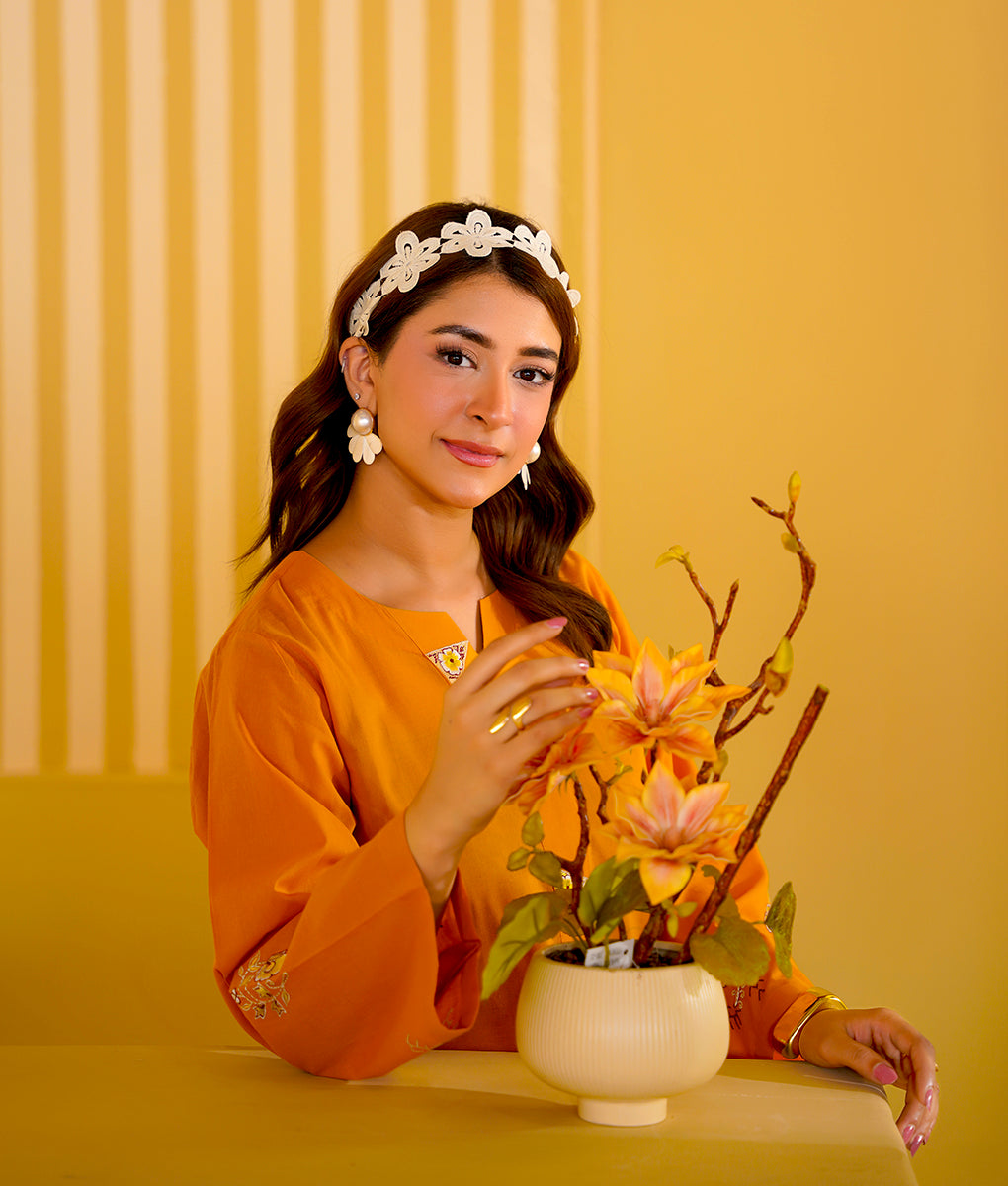2 Piece Mustard Embroidered Suit By Winara