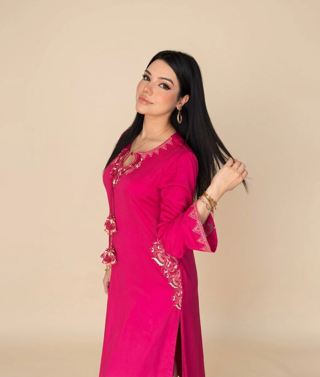 2 Piece Dark Pink Embroidered Suit by Winara