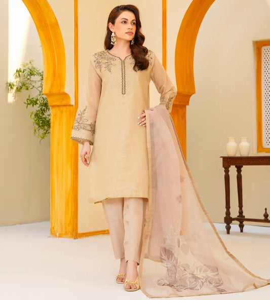 Embroidered Cotton Net Suit by Winara
