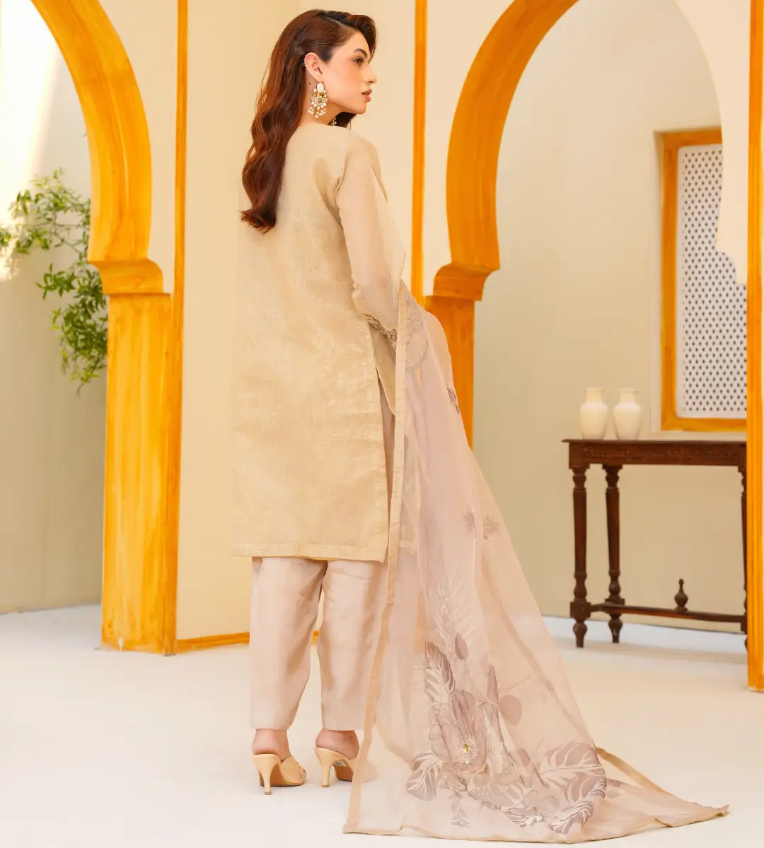 Embroidered Cotton Net Suit by Winara