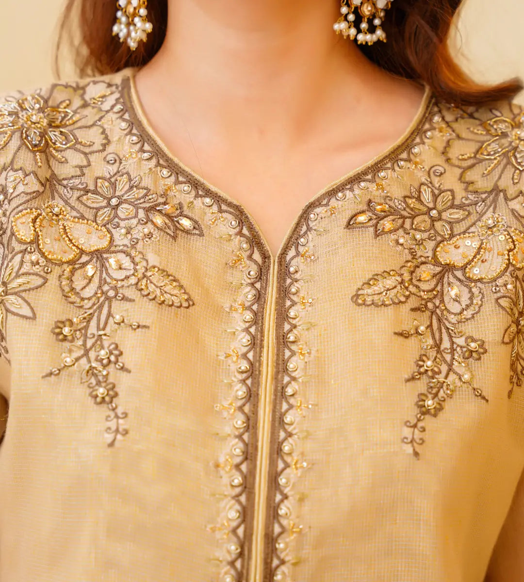 Embroidered Cotton Net Suit by Winara