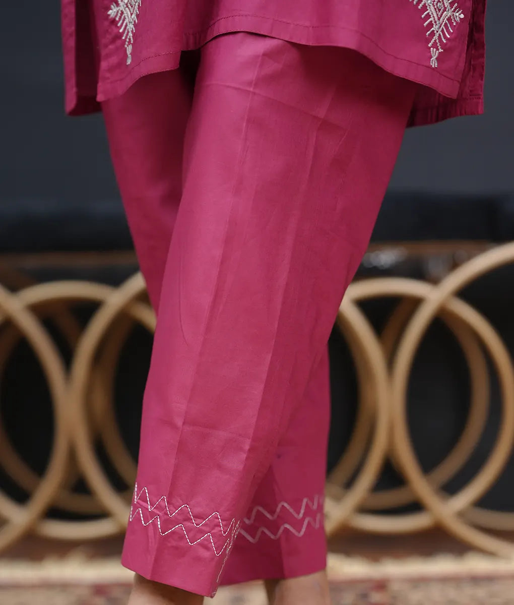 Embroidered Magenta Co-ord By Winara