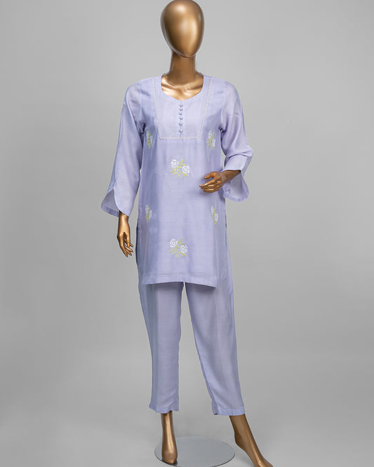 Embroidered Khadi Silk Co-Ord Set by Winara