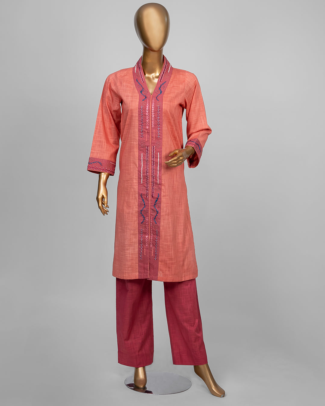 Hand Embroidered Self Cotton Suit by Winara