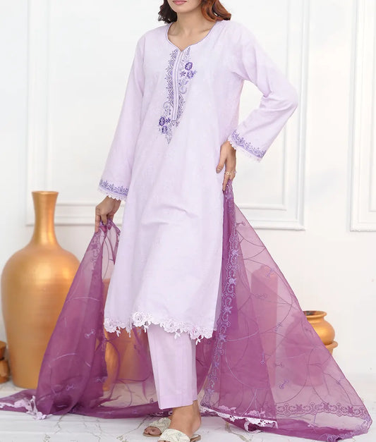 Lavender Bloom Embroidered Ensemble By Winara