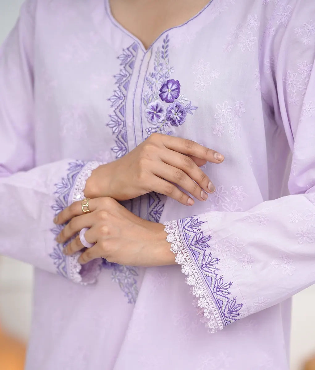 Lavender Bloom Embroidered Ensemble By Winara