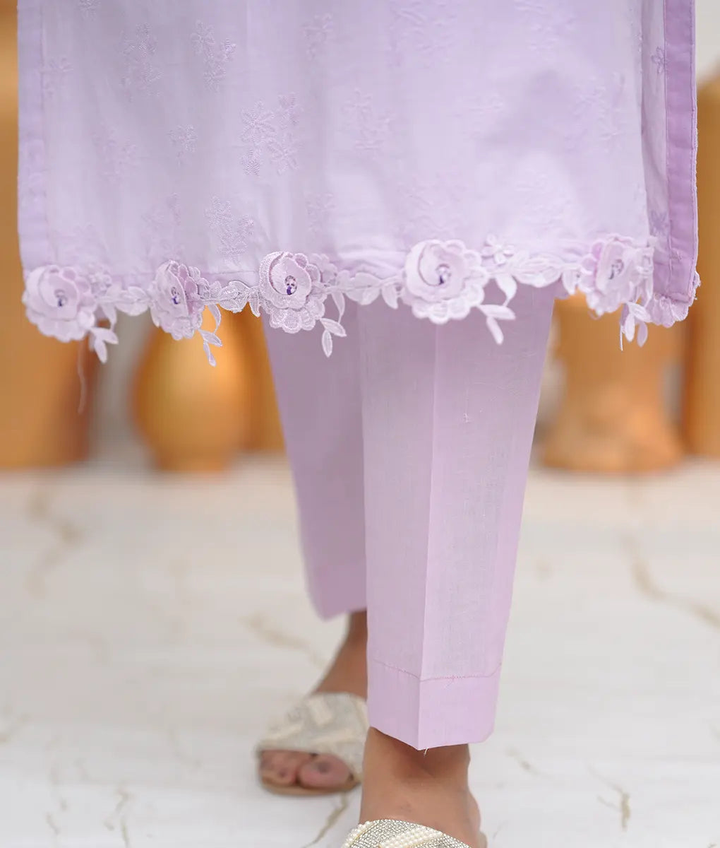 Lavender Bloom Embroidered Ensemble By Winara