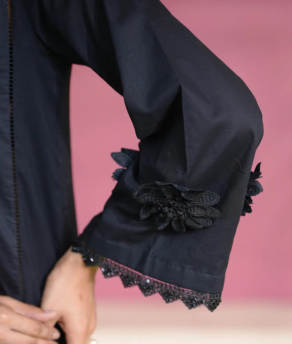 Midnight Black Floral Embroidered Suit By Winara