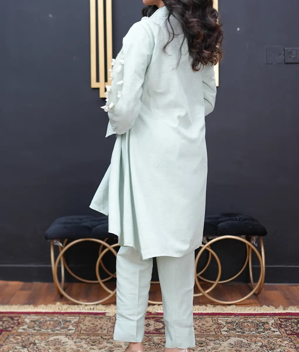 Mint Blossom Embroidered Co-ord Set By Winara